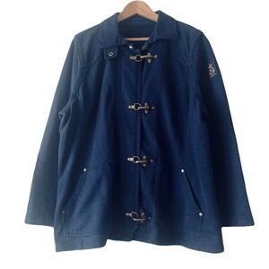 Ralph Lauren Navy Clasp Front Jacket Women Sz XL Fisherman Heritage Old Money